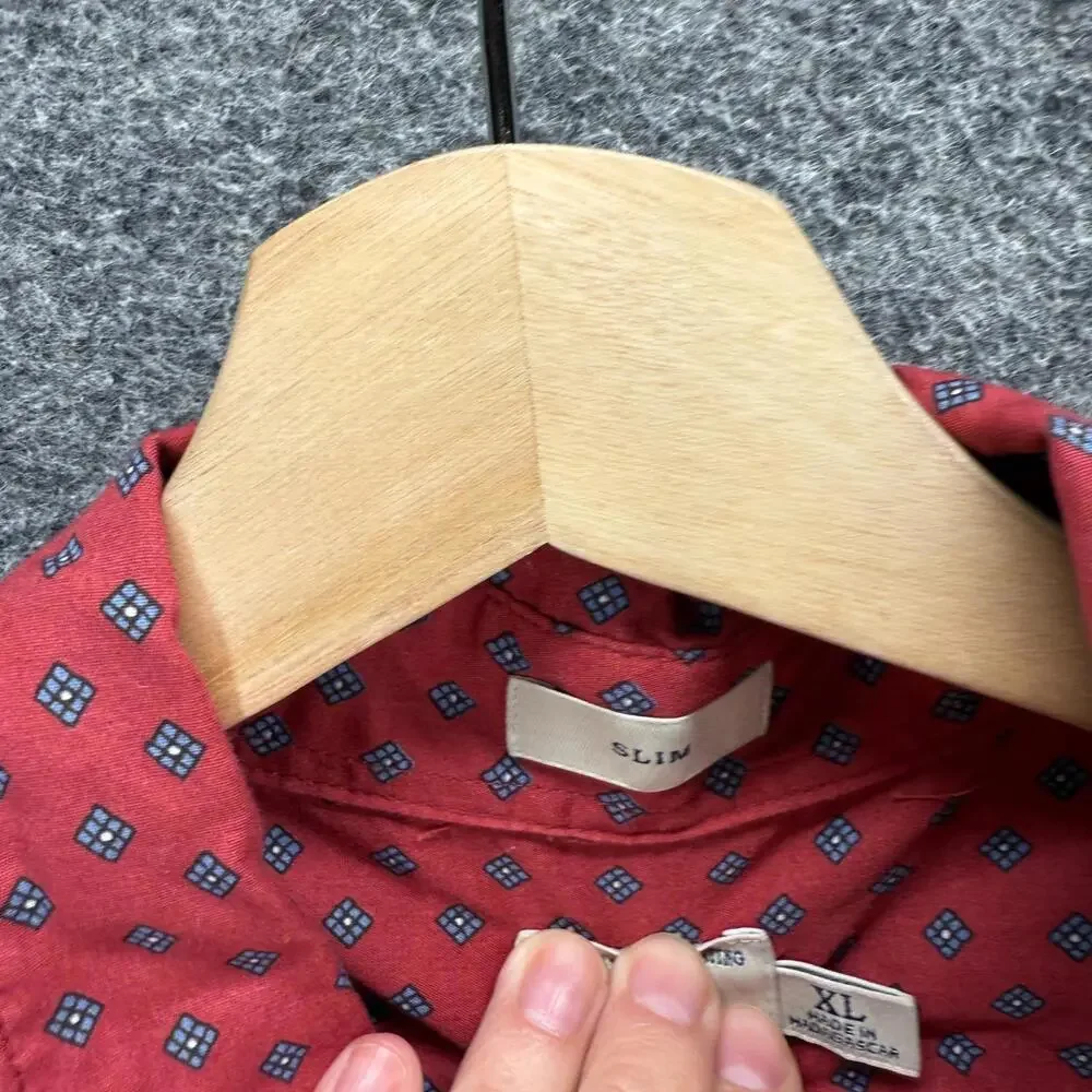 J. Crew Shirt Men XL Pink Geometric Button Up Collared Long Sleeve Slim Pockets